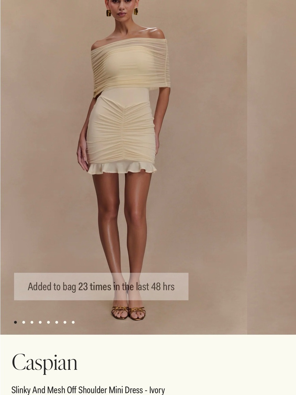 Meshki Strapless Cream Ruched Midi Dress
